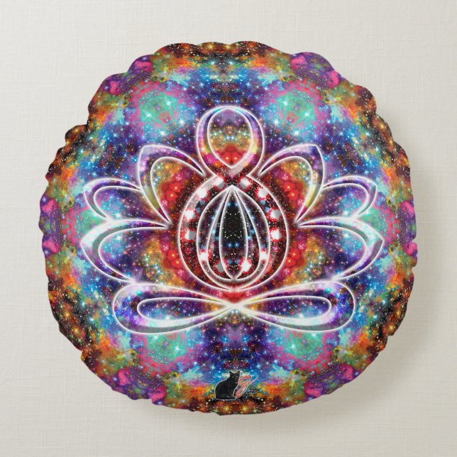 Incanfallence Zen Lotus Round Pillow Rund Kudde (Framsidan)