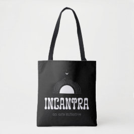 incantra primär logotyp och mönstrat handväskor tygkasse