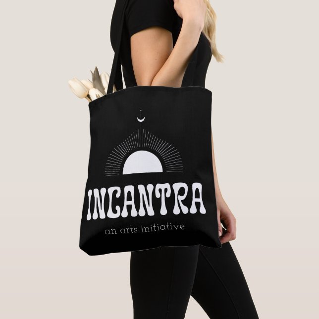 incantra primär logotyp och mönstrat handväskor tygkasse (Närbild)