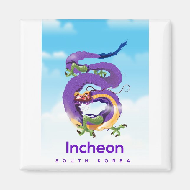 Incheon Sydkorea Dragon Magnet (Framsidan)