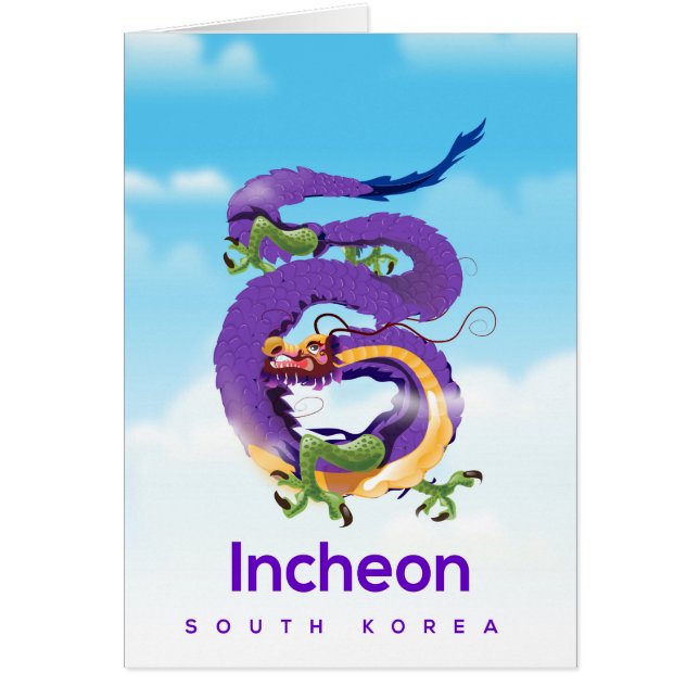 Incheon Sydkorea Drak Hälsningskort (Framsidan)