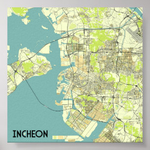 Incheon, Sydkorea karta Poster