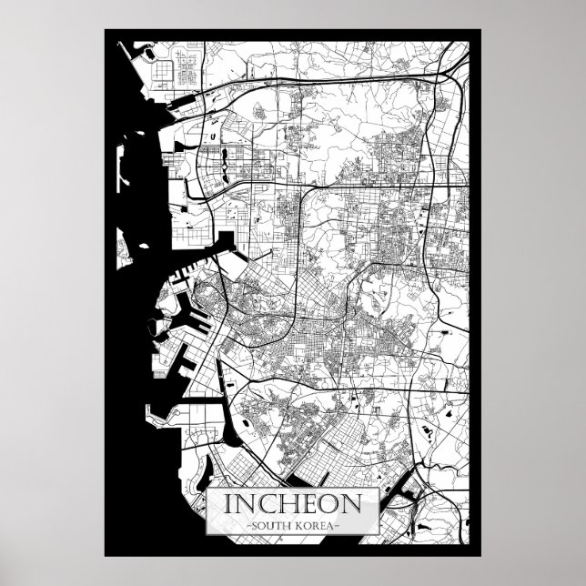 Incheon Sydkorea Karta Poster (Framsidan)