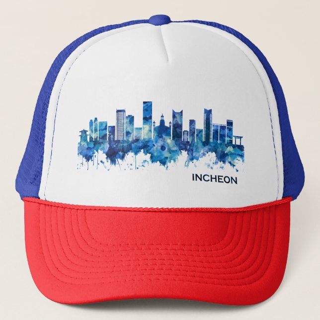Incheon Sydkorea Skyline Blue Keps (Framsida)