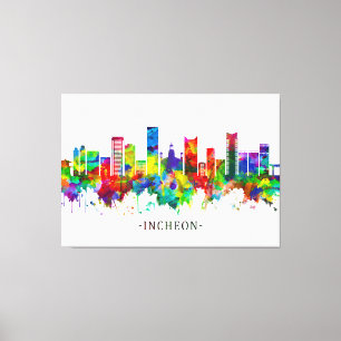 Incheon Sydkorea Skyline Canvastryck