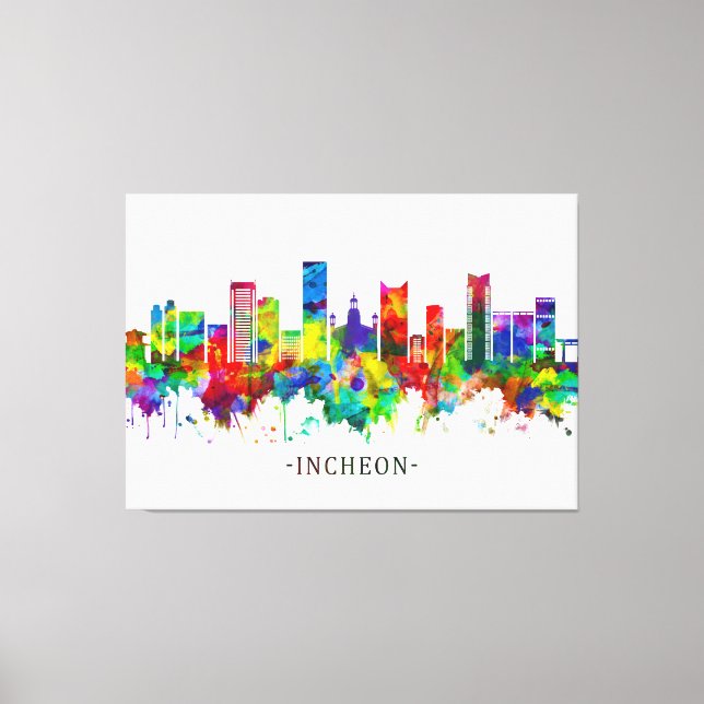 Incheon Sydkorea Skyline Canvastryck (Framsida)