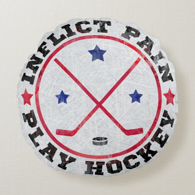 Incident Pain Play Hockey Round Pillow Rund Kudde (Framsidan)