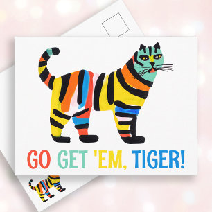 Incitationslarm för färgad tigerkatt vykort