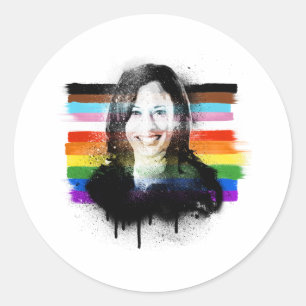 Inclusive Kamala Harris Pride Graffiti Runt Klistermärke