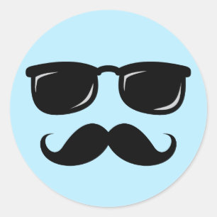 Incognito ansikte med mustasch och solglasögon runt klistermärke
