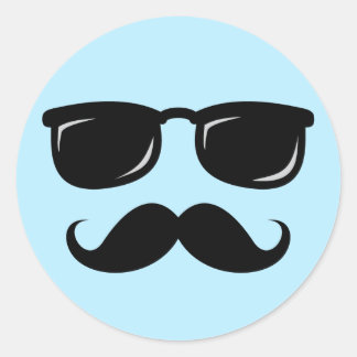 Incognito ansikte med mustasch och solglasögon runt klistermärke