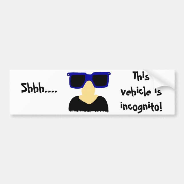 Incognito Mustache & Glass Bumper Sticker Bildekal (Framsidan)