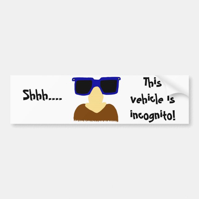 Incognito Mustache & Glass Bumper Sticker Bildekal (Framsidan)