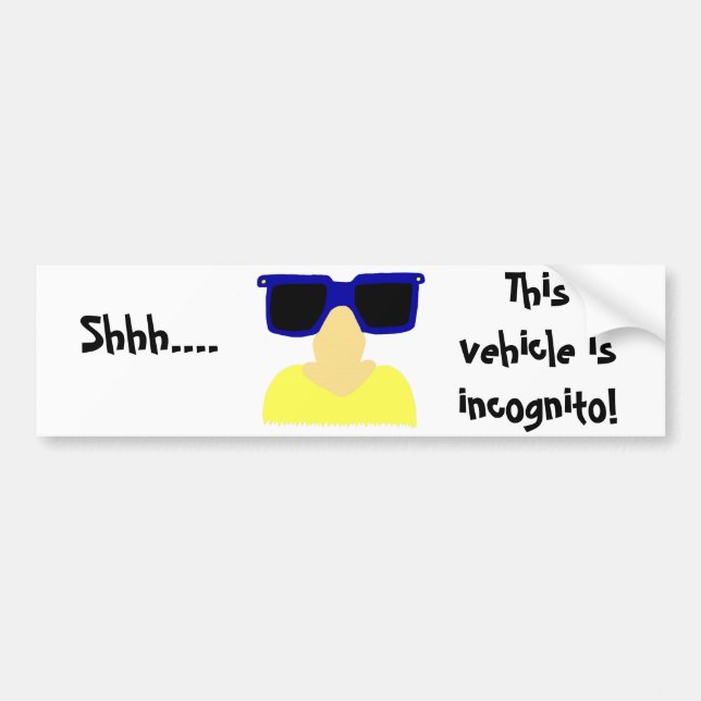 Incognito Mustache & Glass Bumper Sticker Bildekal (Framsidan)