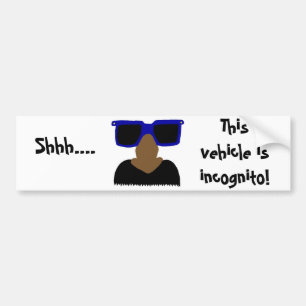 Incognito Mustache & Glass Bumper Sticker Bildekal