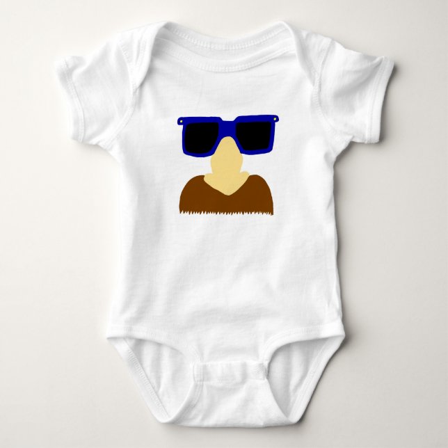 Incognito Mustache & Glass Infant Creeper Tee Shirt (Framsida)