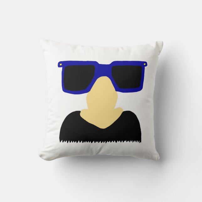 Incognito Mustache & Glass Pillow Kudde (Framsida)