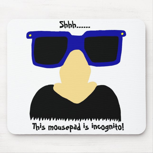Incognito Mustache & Glasses Mousepad Musmatta (Framsidan)