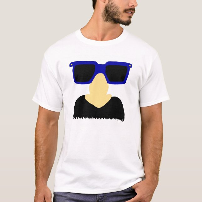 Incognito Mustache & Glasses Vuxen Basic T-Shirt (Framsida)