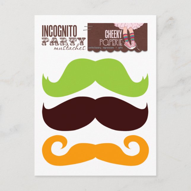 Incognito Party Mustacher 1 Vykort (Framsida)