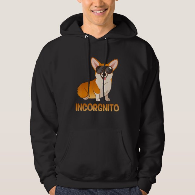 Incorgnito Funny Corgi Dog Lover Hoodie (Framsida)