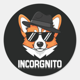 Incorgnito Stealthy Corgi i Shades Runt Klistermärke