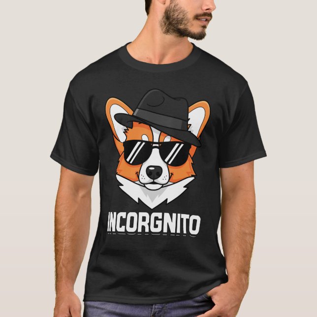Incorgnito Stealthy Corgi i Shades T Shirt (Framsida)