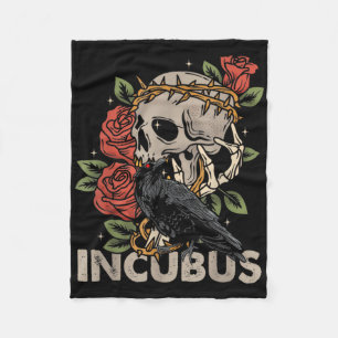 Incubus Kråka Lämnat Skullblomma Halloween-dräkt Fleecefilt