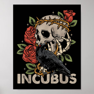 Incubus Kråka Lämnat Skullblomma Halloween-dräkt Poster