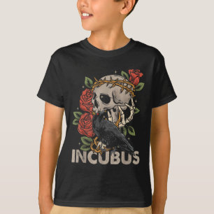 Incubus Kråka Lämnat Skullblomma Halloween-dräkt T Shirt
