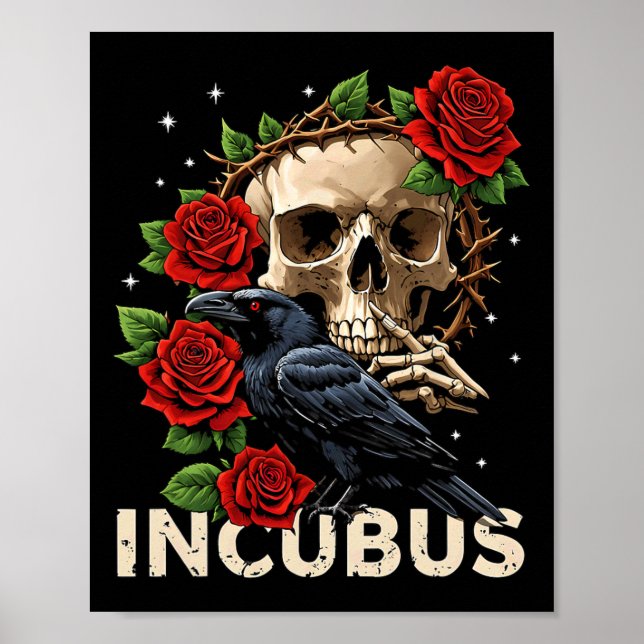 Incubus Kråka Lämnat Skullblomma Halloween-figur 1 Poster (Framsidan)