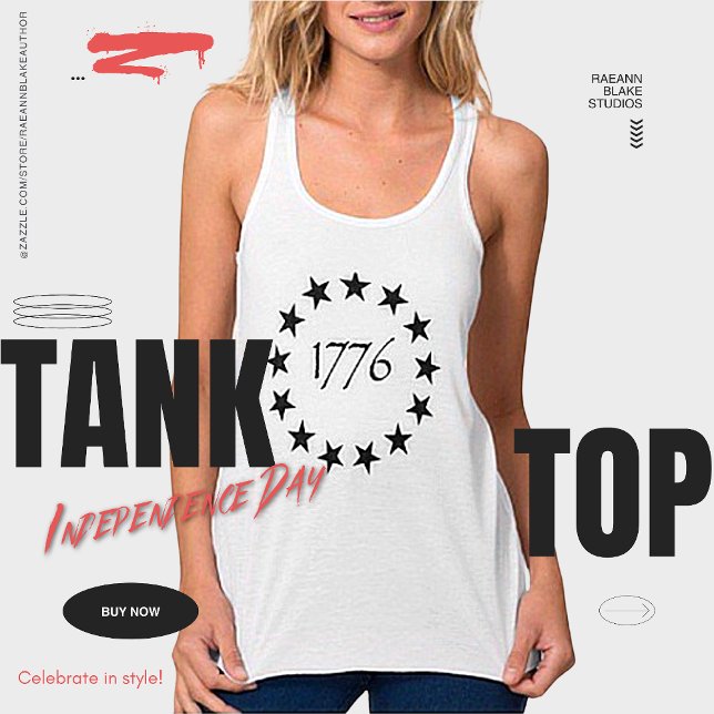 Independence day 1776 Tanktop T-Shirt Linne Med Racerback (Skapare uppladdad)