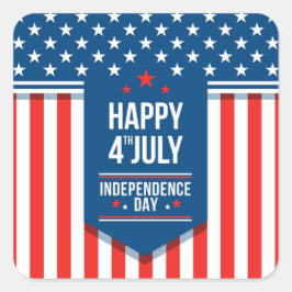 Independence day 4:e juli Klassisk rund fästare Fyrkantigt Klistermärke