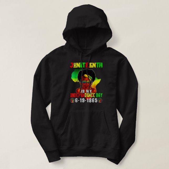 Independence day Afro Melanin Natural Hair Junetee Hoodie (Design framsida)