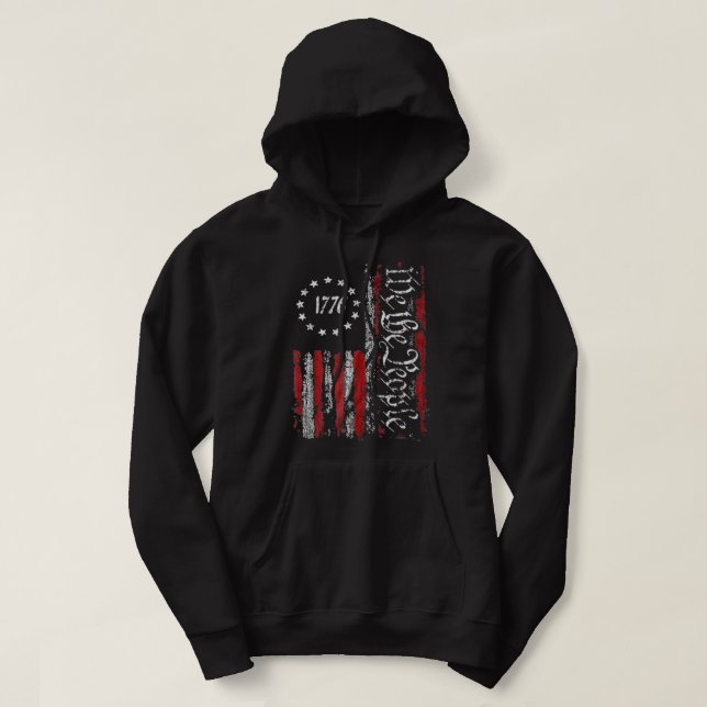 Independence day American Flagga Patriotic 1776 We Hoodie (Design framsida)