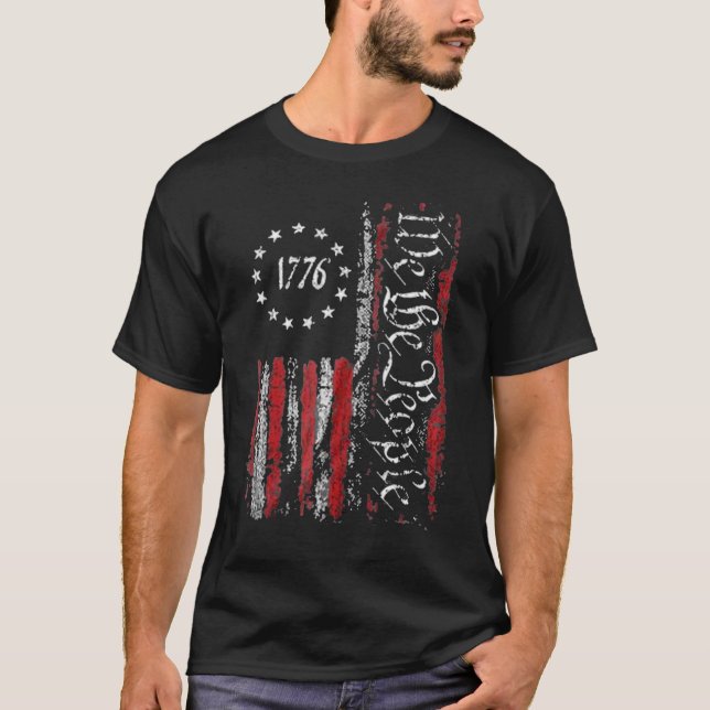 Independence day American Flagga Patriotic 1776 We T Shirt (Framsida)