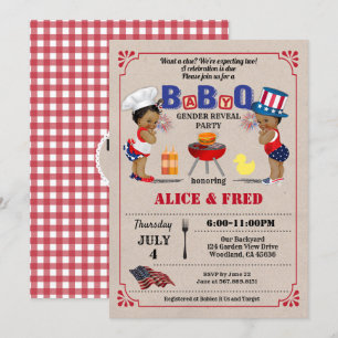 Independence day BabyQ twillingar par babydusch Inbjudningar