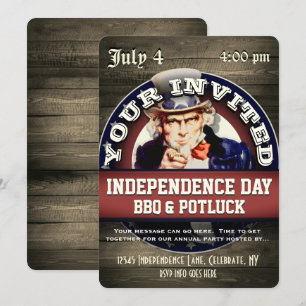 Independence day BBQ Potluck Inbjudningar