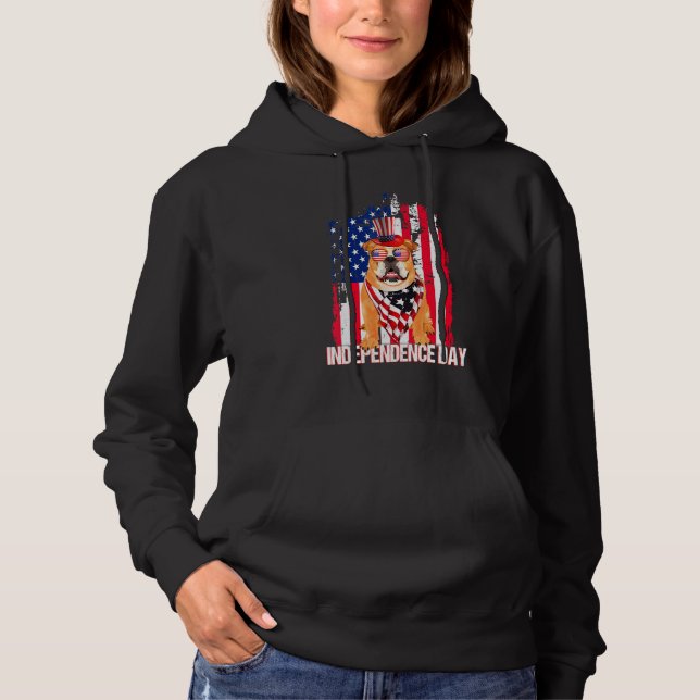 Independence day Bulldog Flagga 4 juli T Shirt (Framsida)
