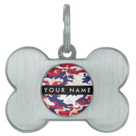 Independence day Camouflage Ditt namn anpassar dit ID-bricka Husdjur
