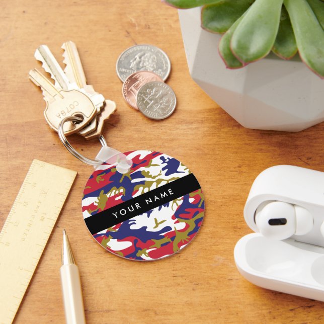 Independence day Camouflage Ditt namn anpassar dit Nyckelring (Skrivbord)