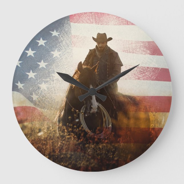 Independence day cowboybild. stor klocka (Framsida)