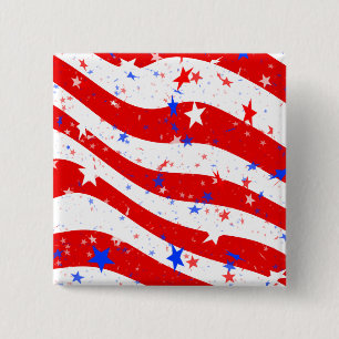 Independence day Curved Stars och stripes Knapp