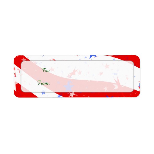 Independence day Curved Stars och stripes Returadress Etikett (Framsidan)