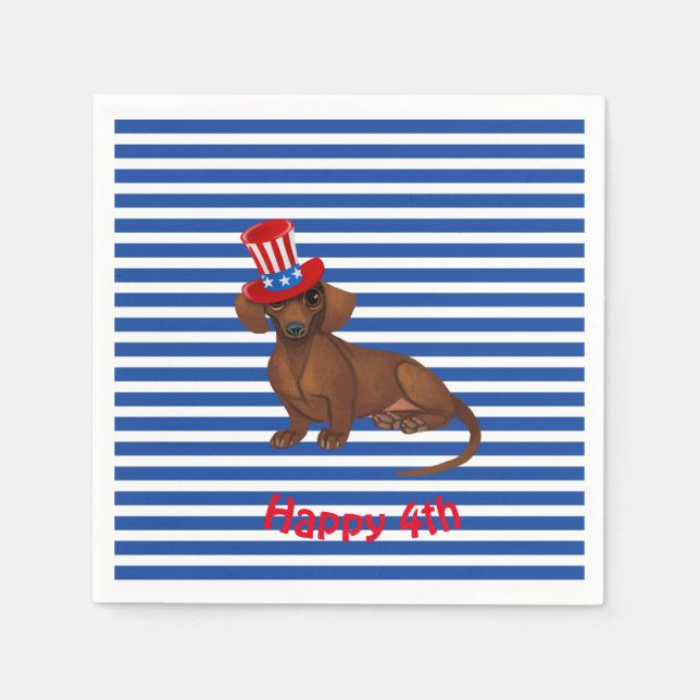 Independence day Dachshund Papper Napkins Pappersservett (Framsidan)