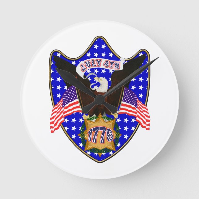 Independence day Eagle Rund Klocka (Framsida)