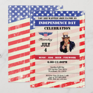 Independence day firande inbjudan. 4 juli inbjudningar