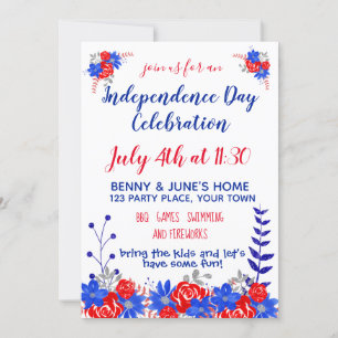Independence day Firande Watercolor Blommigt Inbjudningar