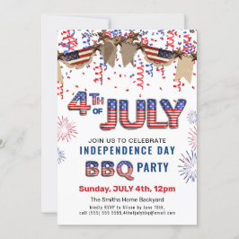 Independence day Fireworks 4:e JULY BBQ Party Inbjudningar