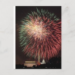 Independence day Fireworks över Washington DC Vykort